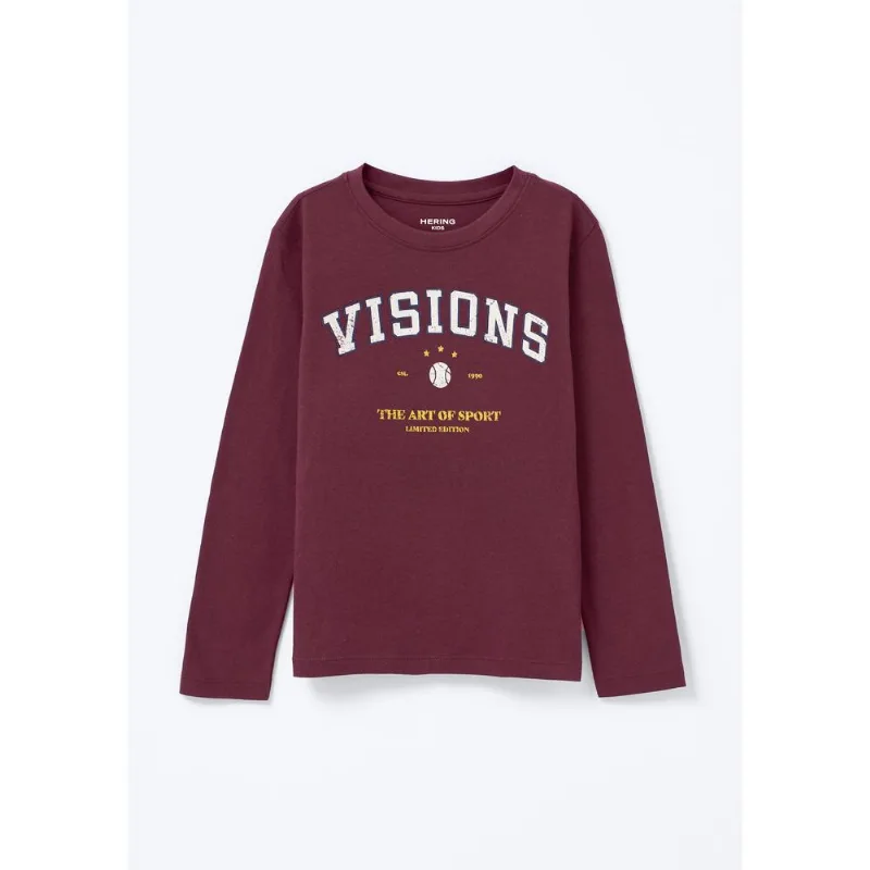 Camiseta Infantil Menino Manga Longa Com Estampa Hering Kids - Vinho 014
