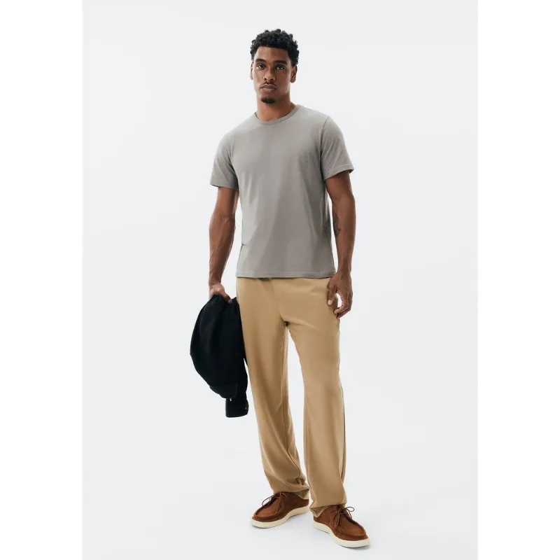 Camiseta Básica Masculina Manga Curta Slim - Cinza G
