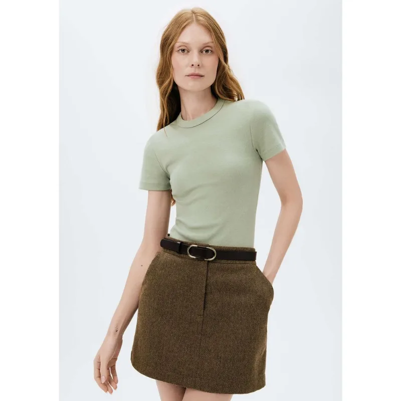 Blusa Feminina Manga Curta Slim Em Ribana - Verde G