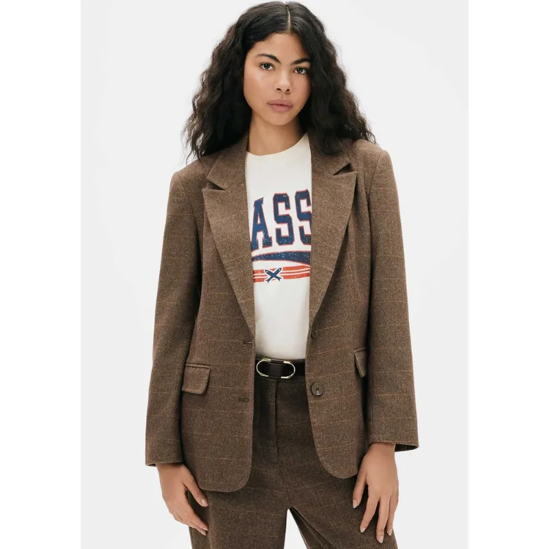 Blazer Feminino Oversized Em Lã - Marrom G