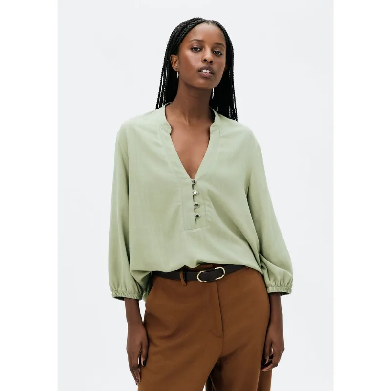 Blusa Básica Feminina Manga 7/8 Bufante - Verde G