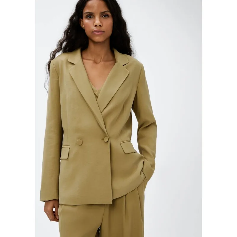 Blazer Feminino Transpassado - Caqui P