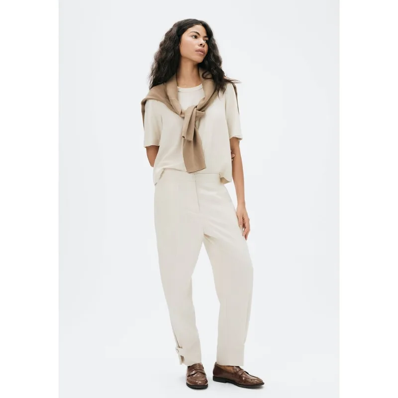 Calça Feminina Em Alfaiataria Com Linho - Off white 036