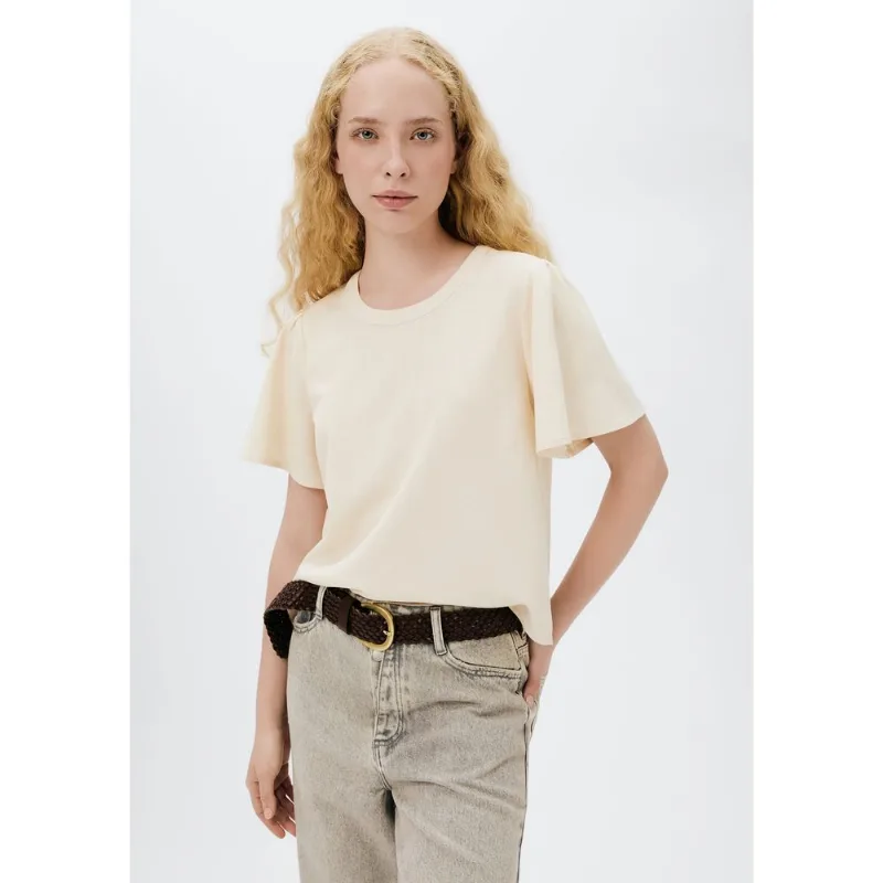 Blusa Feminina Manga Godê Com Linho - Creme G