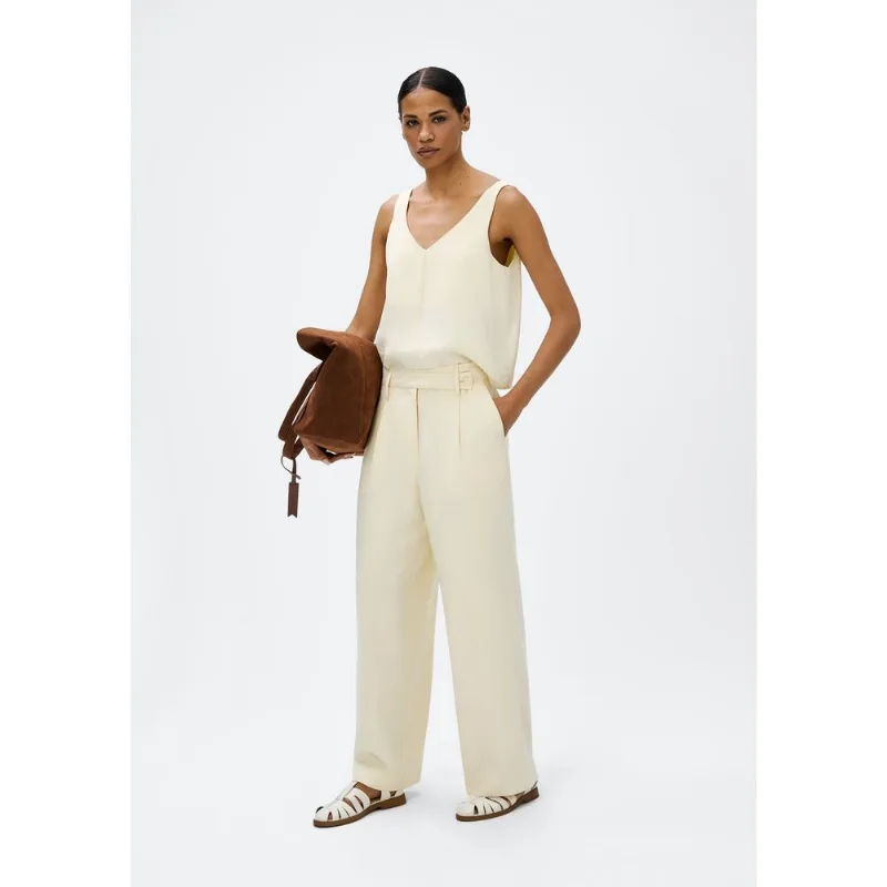 Calça Feminina Reta Cintura Alta Peach Touch - Creme 034