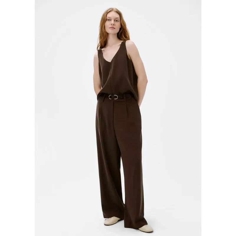 Calça Feminina Reta Cintura Alta Peach Touch - Marrom 042
