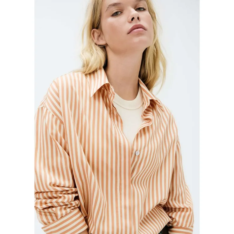 Camisa Feminina Manga Longa Listrada - Laranja M