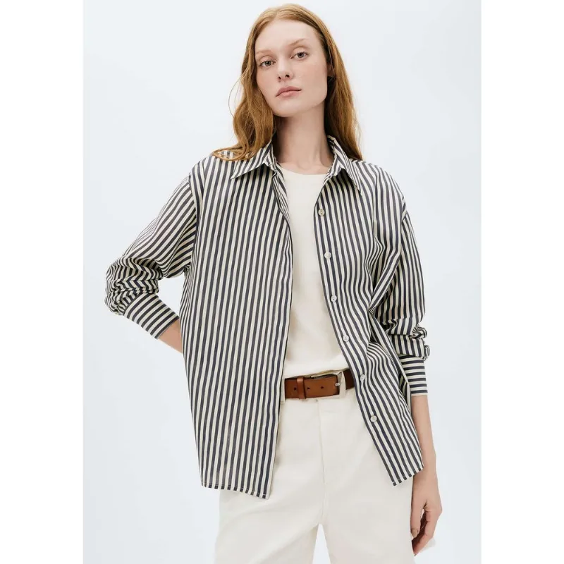 Camisa Feminina Manga Longa Listrada - Azul M