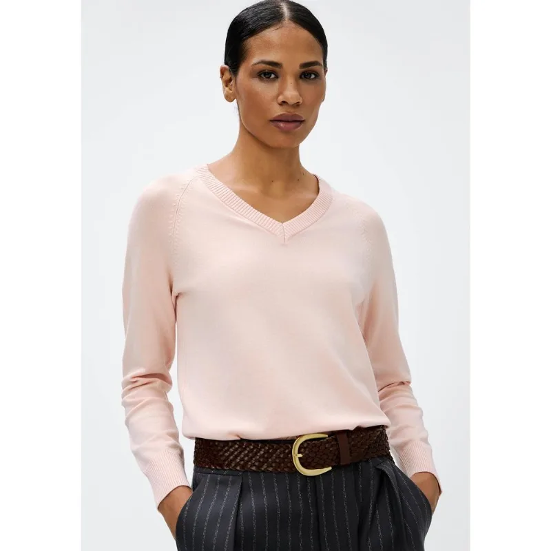 Blusão Feminino Decote V Em Tricô - Rosa M
