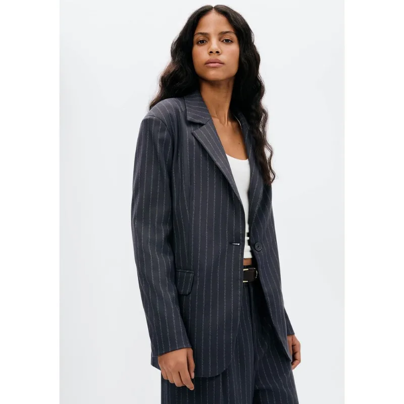Blazer Feminino Fio Tinto Listrado - Cinza XG