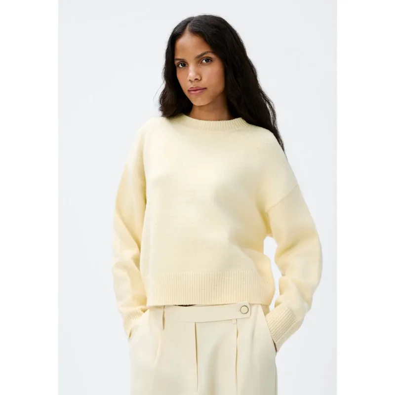 Blusão Básico Feminino Em Tricô - Creme M