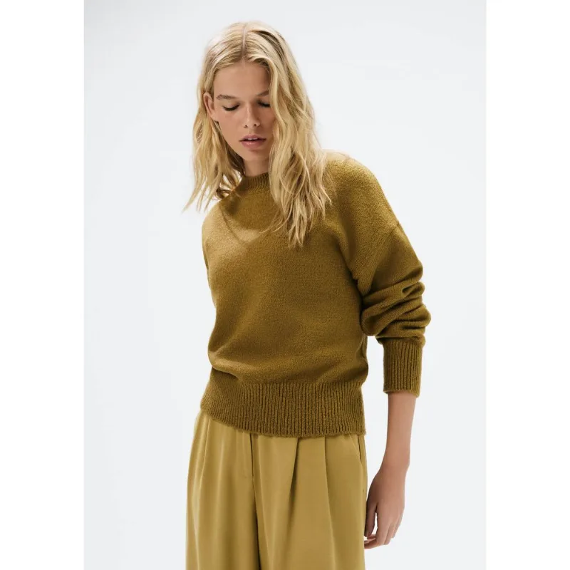 Blusão Básico Feminino Em Tricô - Caqui M