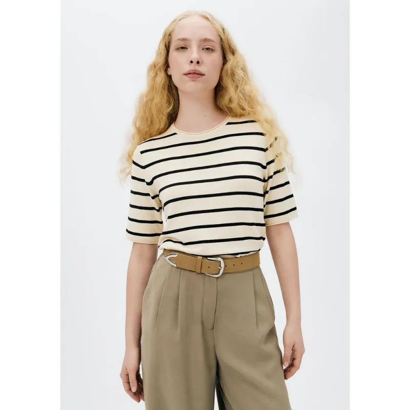 Blusa Feminina Listrada Em Tricô - Off white XG