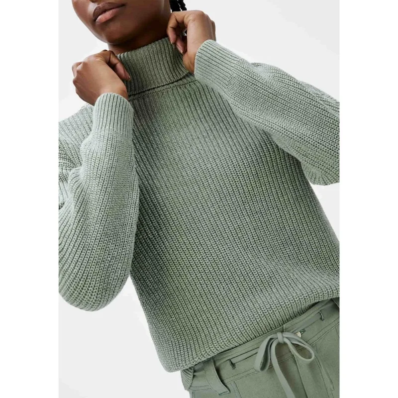 Blusão Feminino Em Tricô Gola Alta - Verde P