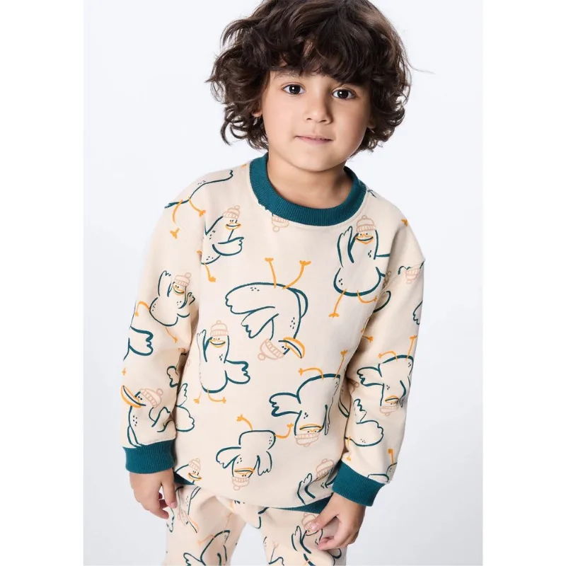 Blusão Infantil Menino Toddler Em Moletom Estampado - Bege 004