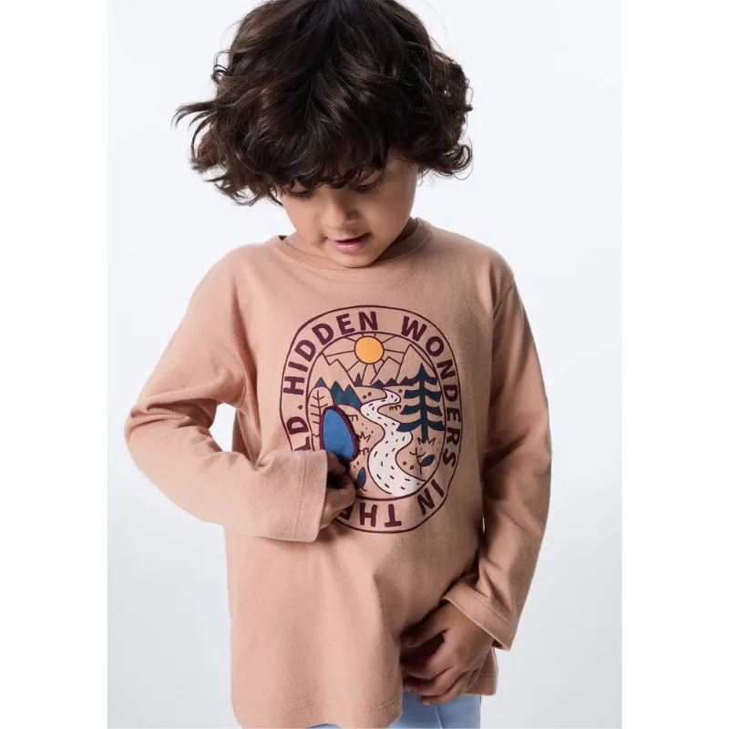 Camiseta Infantil Menino Toddler Com Estampa Interativa - Bege 003