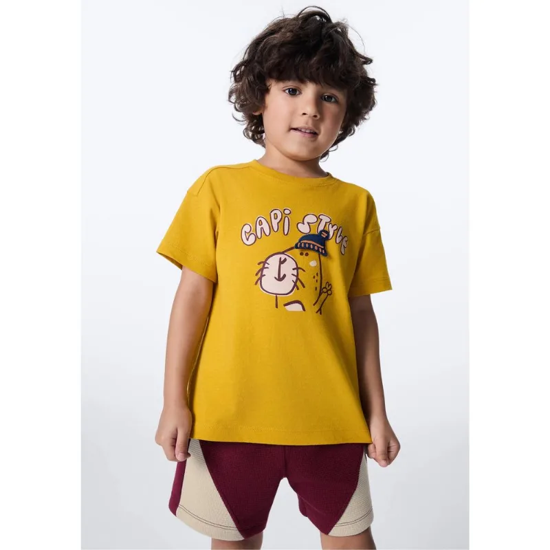 Camiseta Infantil Menino Toddler Com Estampa Interativa - Amarelo 002