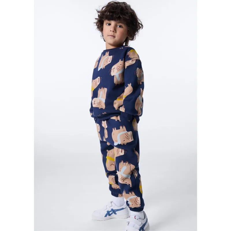 Calça De Moletom Infantil Menino Toddler Estampada - Azul 004