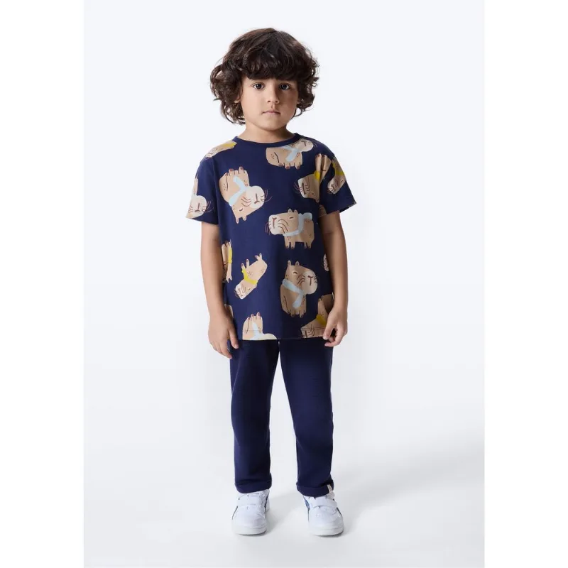 Calça Infantil Menino Toddler Reta - Azul 004