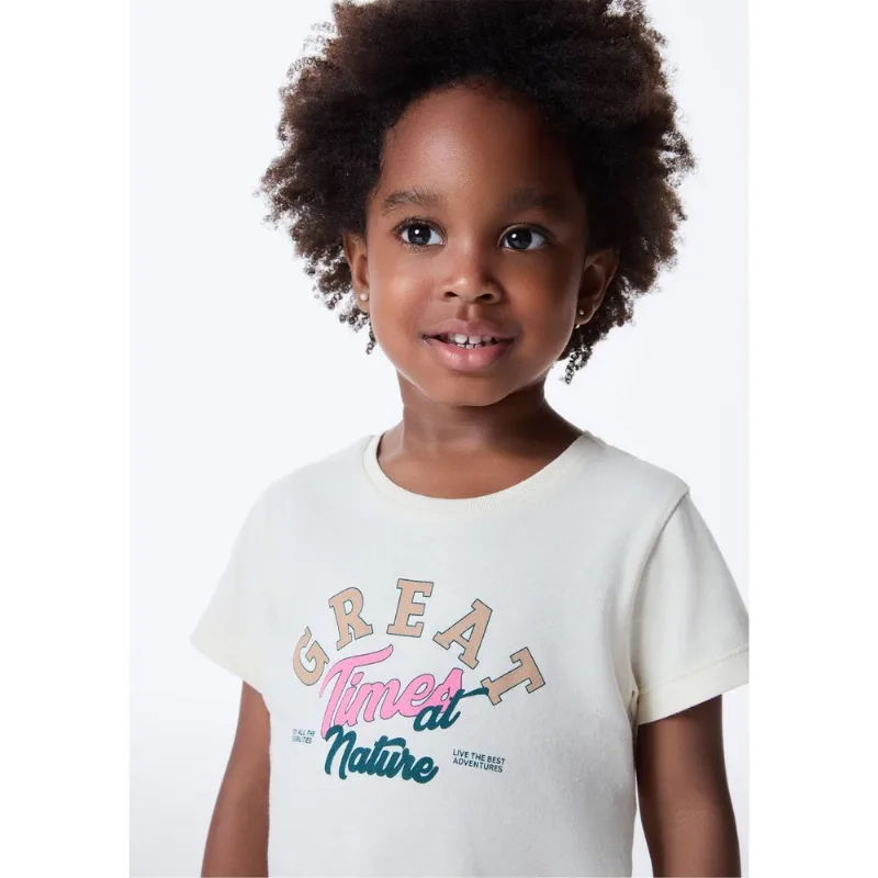 Blusa Infantil Menina Toddler Com Estampa - Off white 003