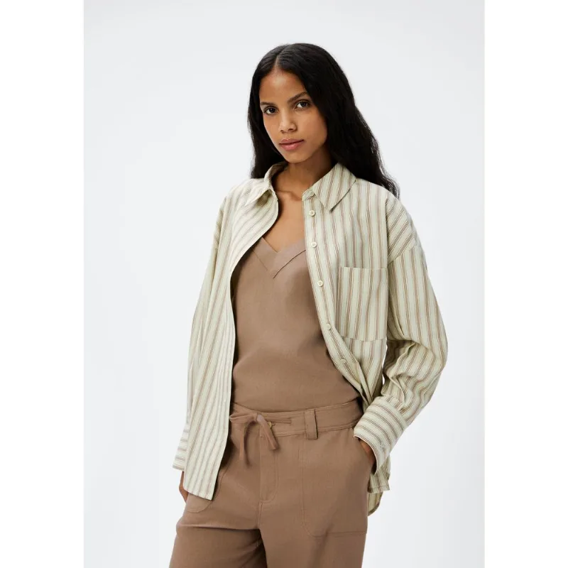 Camisa Feminina Manga Longa Oversized - Bege M