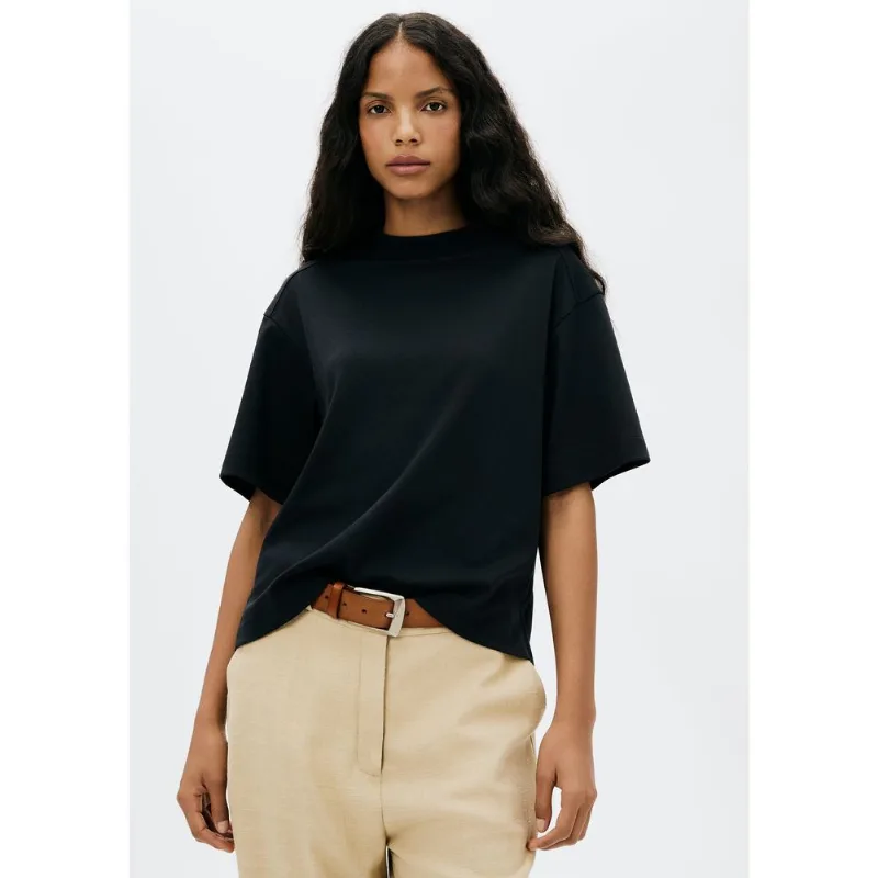 Camiseta Feminina Manga Curta Em Algodão Peruano - Preto M