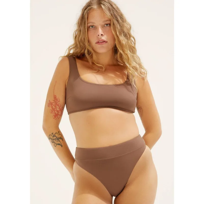 Top Biquíni Decote Quadrado Hering + Cosmo - Marrom G