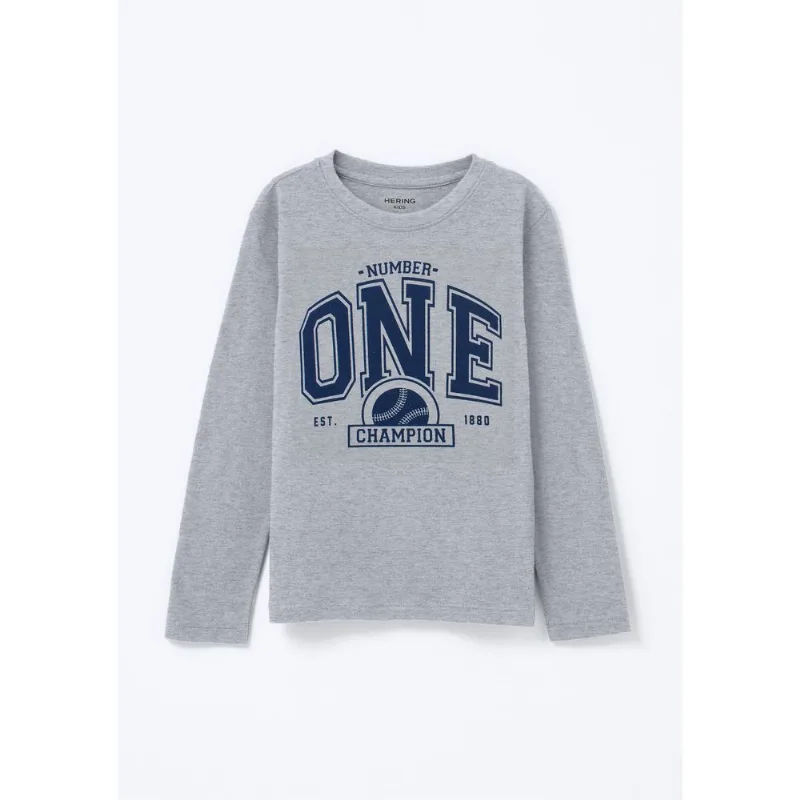 Camiseta Infantil Menino Manga Longa Com Estampa Hering Kids - Cinza 006