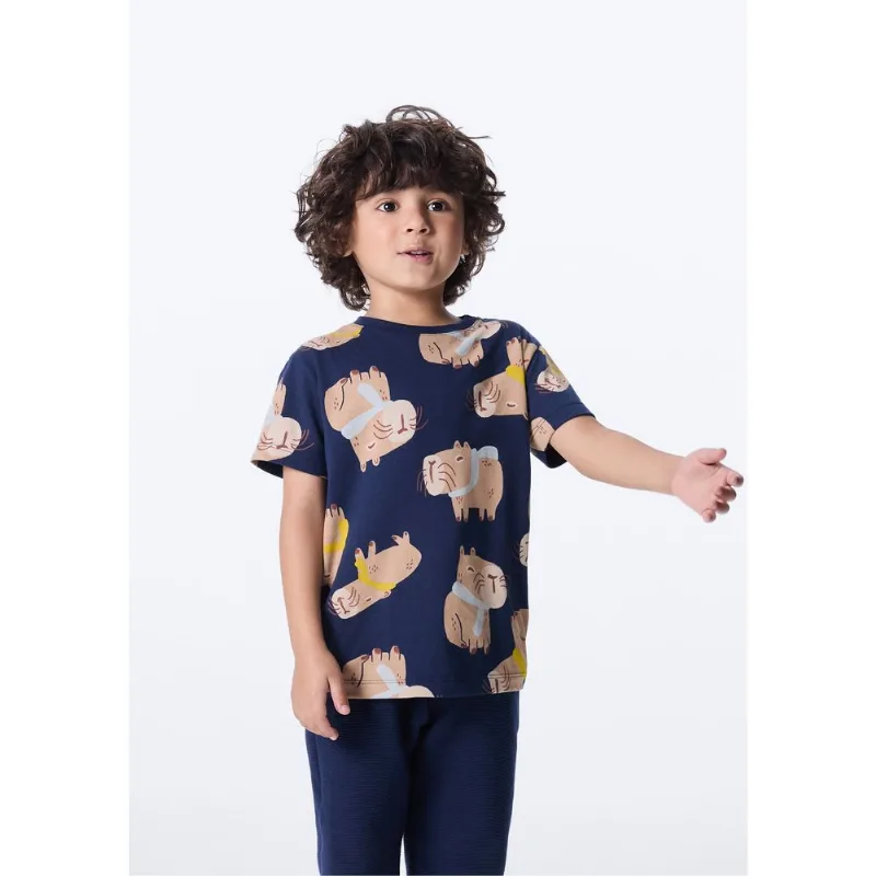 Camiseta Infantil Menino Toddler Oversized - Azul 001