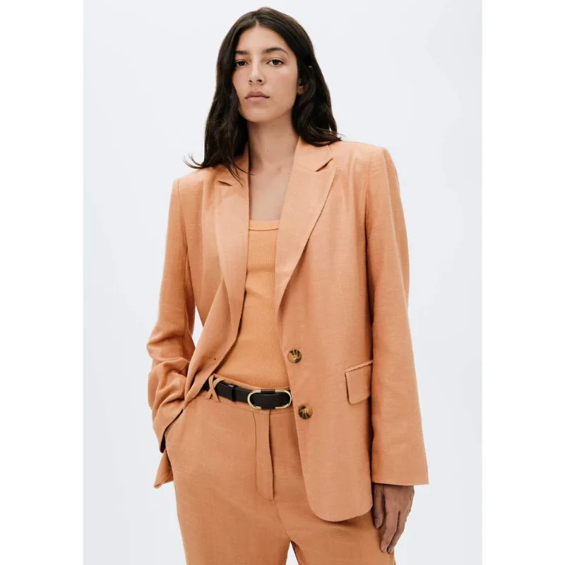 Blazer Feminino Reto em Viscolinho - Salmão XG