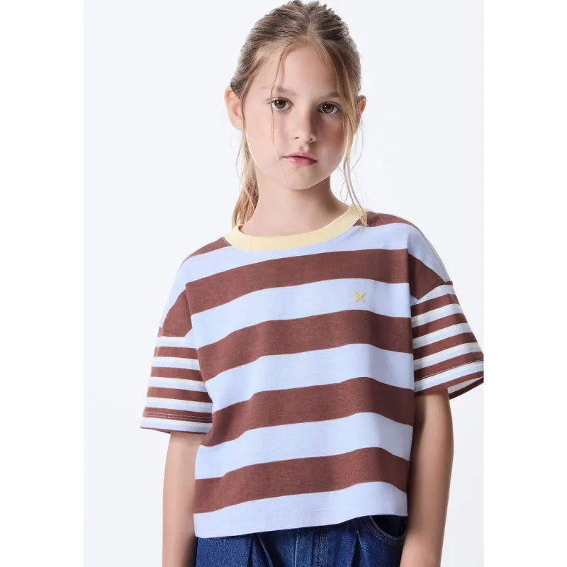 Blusa Infantil Menina Ampla Estampada - Marrom 006