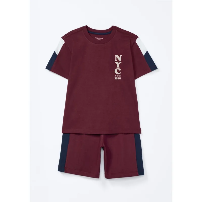 Conjunto Infantil Menino Estampado Oversized - Vinho 008