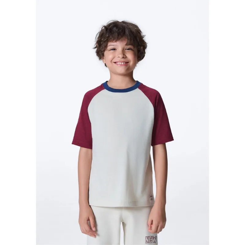 Camiseta Infantil Menino Comfort Decote Redondo - Bege 012