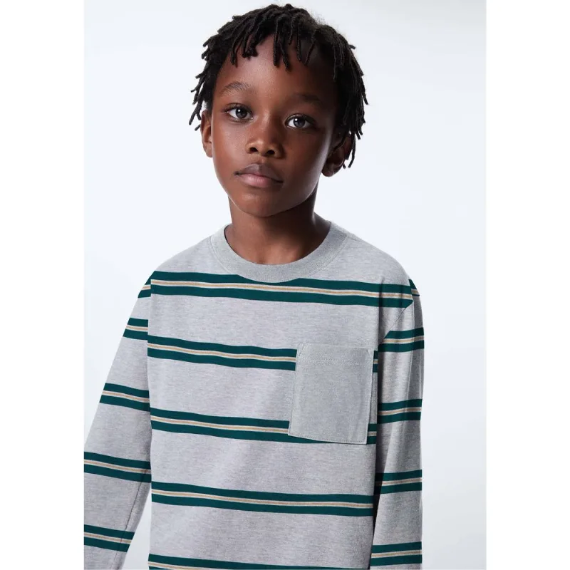 Camiseta Infantil Menino Comfort Em Tecido Fio Tinto - Cinza 008
