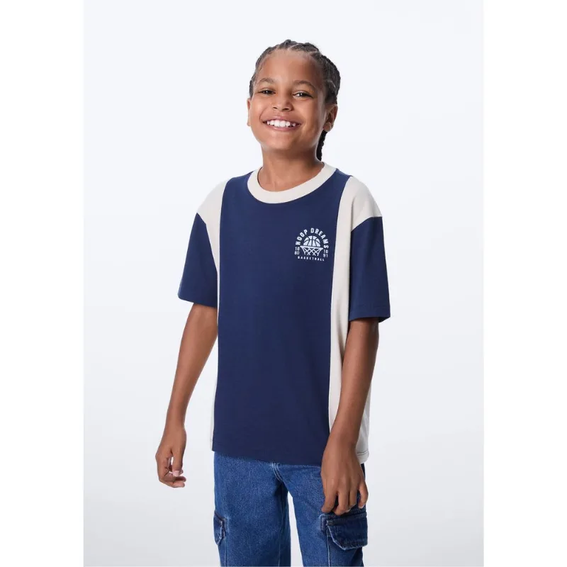 Camiseta Infantil Menino Oversized Decote Redondo - Azul 006