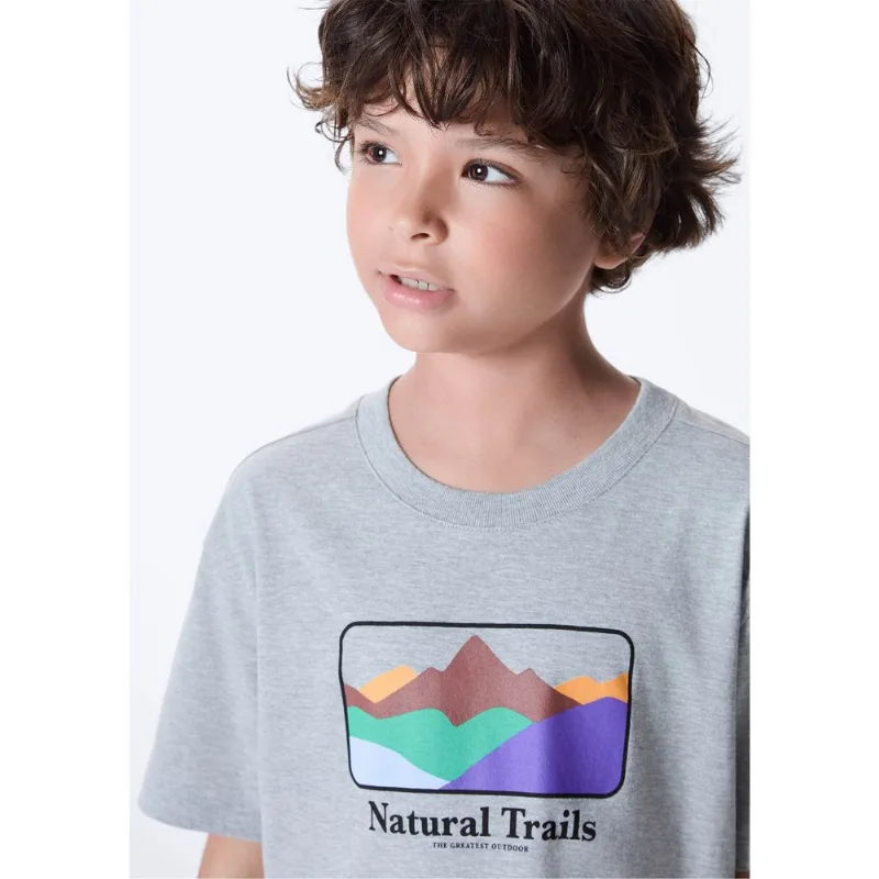 Camiseta Infantil Menino Oversized Estampada - Cinza 014