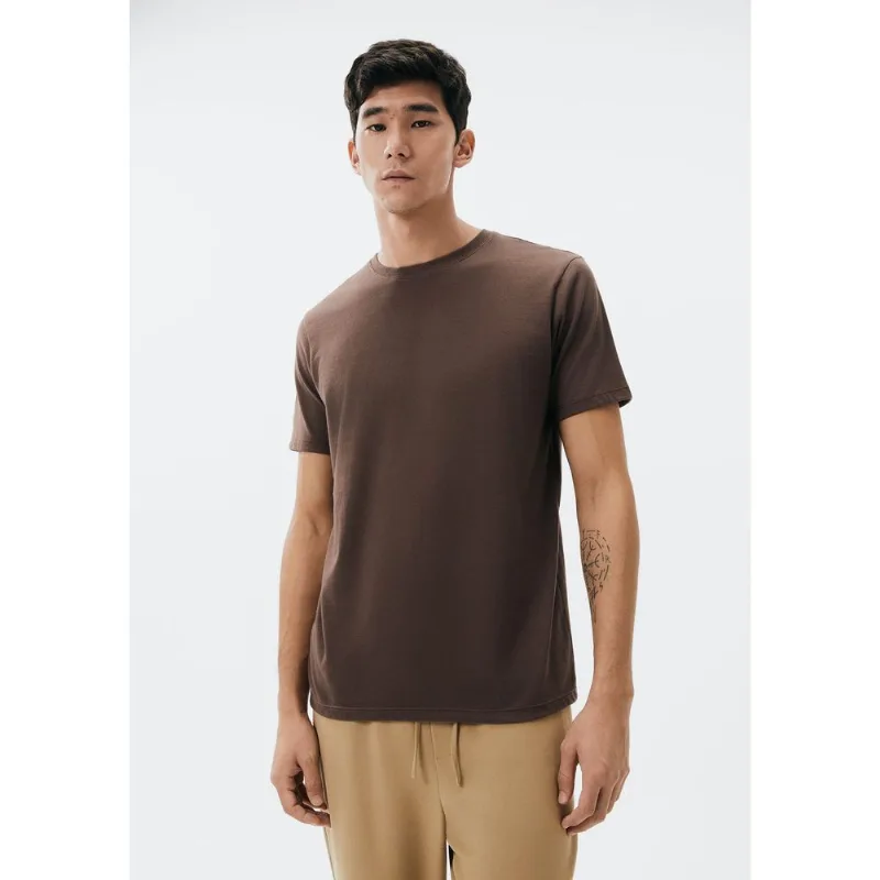Camiseta Básica Unissex Manga Curta Regular World - Marrom XXG