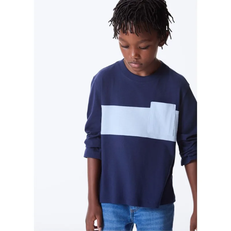 Camiseta Infantil Menino Comfort Recorte Frontal - Azul 006