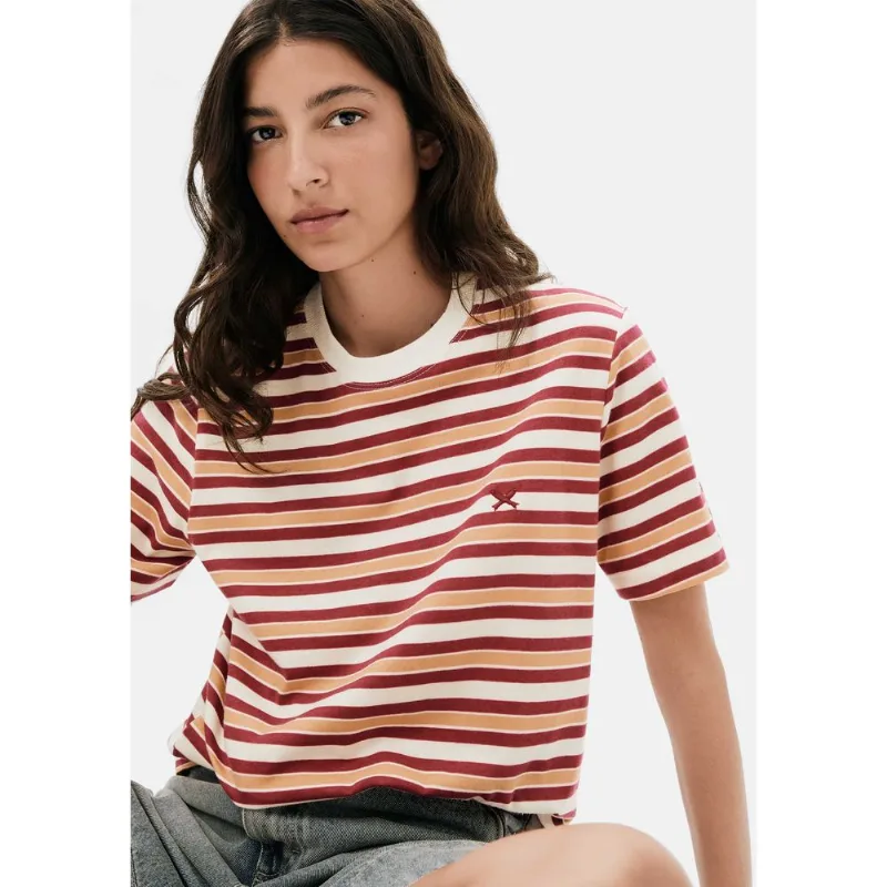 Camiseta Feminina Manga Curta Listrada - Vinho XG