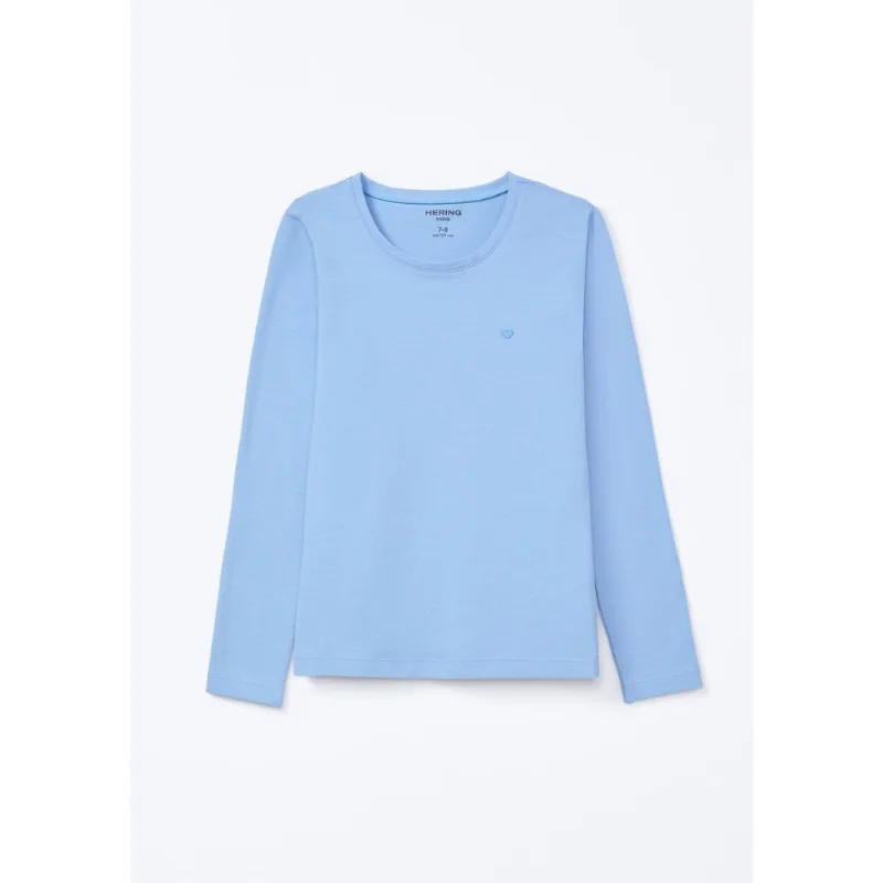 Blusa Básica Infantil Menina Manga Longa Com Patch Hering Kids - Azul 010