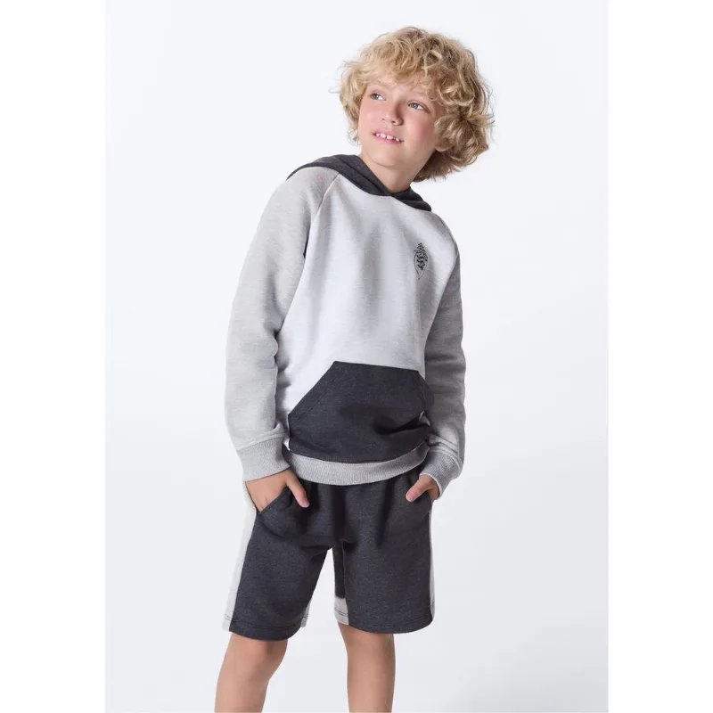 Bermuda Infantil Menino Reta Com Recortes - Cinza 008