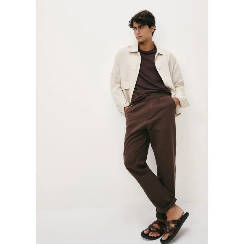 Calça Masculina Reta Chino Texturizada - Marrom 038