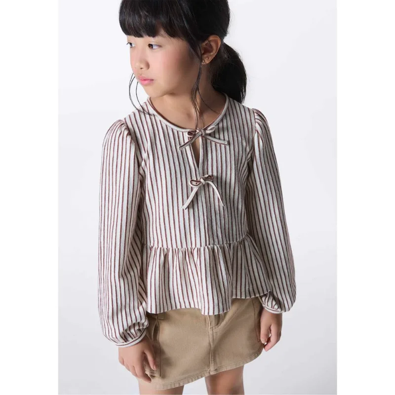 Blusa Infantil Menina Tecido Texturizado Fio Tinto - Marrom 010