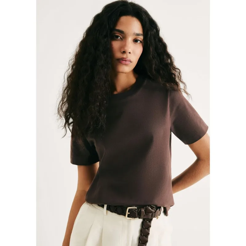 Camiseta Feminina Manga Curta Super Cotton - Marrom M