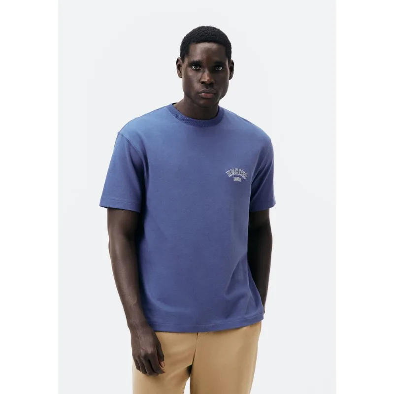 Camiseta Unissex Relaxed Manga Curta Com Bordado - Azul M
