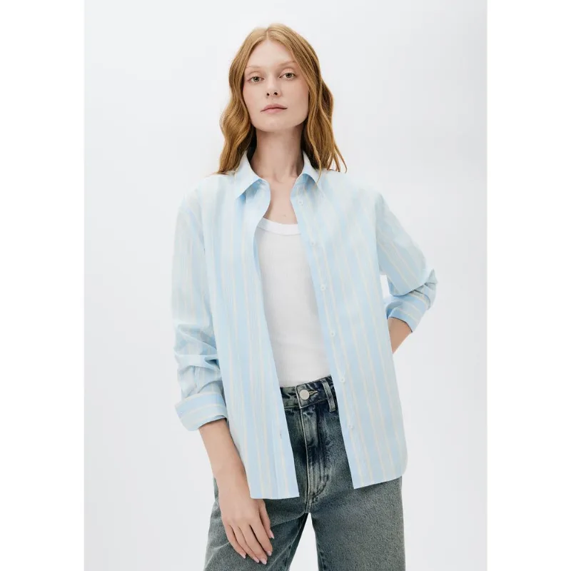 Camisa Feminina Manga Longa Em Fio Tinto - Azul XP