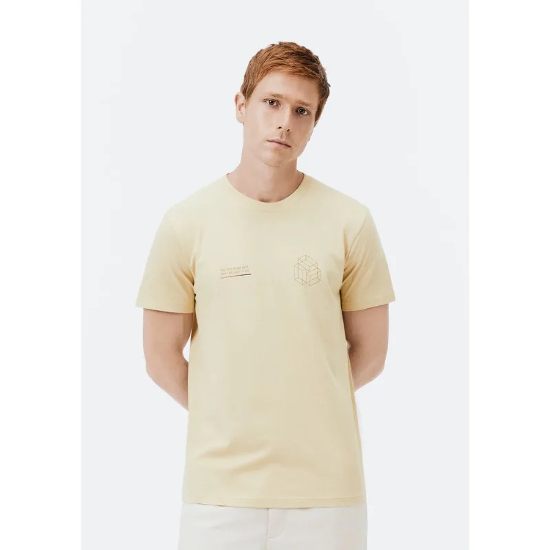 Camiseta Masculina Manga Curta Com Estampa - Amarelo EXG
