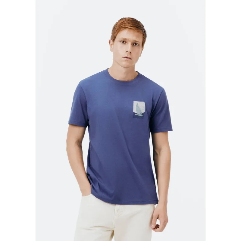 Camiseta Masculina Manga Curta Com Estampa - Azul M