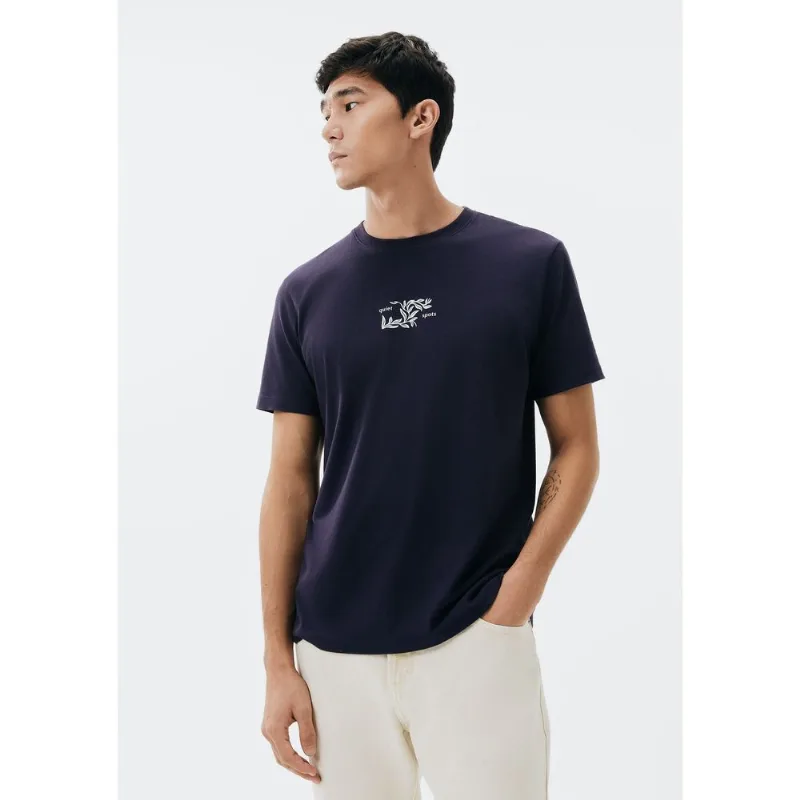 Camiseta Masculina Manga Curta Com Estampa - Azul M