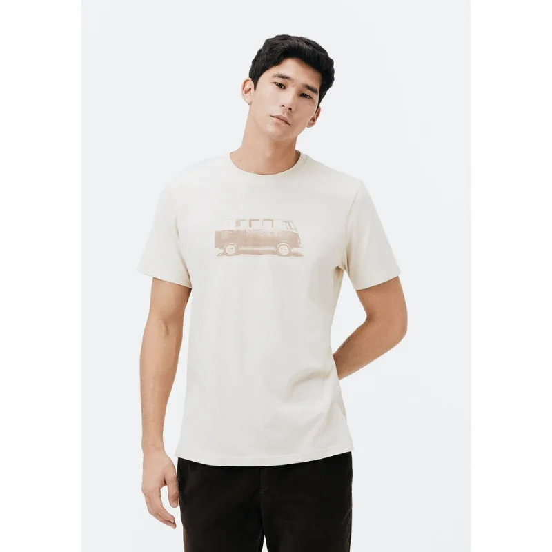 Camiseta Masculina Manga Curta Com Estampa - Creme XG